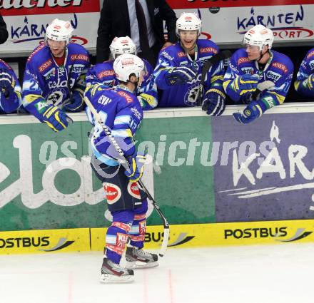 EBEL. Eishockey Bundesliga. EC VSV gegen KAC. Jubel Marco Pewal (VSV). Villach, am 17.2.2013.
Foto: Kuess 


---
pressefotos, pressefotografie, kuess, qs, qspictures, sport, bild, bilder, bilddatenbank