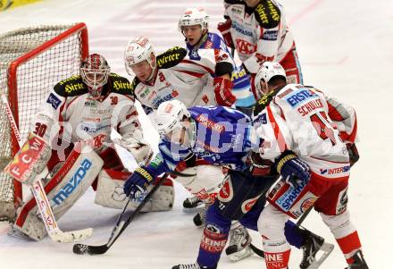 EBEL. Eishockey Bundesliga. EC VSV gegen KAC. Justin Taylor, Antti Pusa,  (VSV), Rene Swette, Mike Siklenka, David Schuller (KAC). Villach, am 17.2.2013.
Foto: Kuess 


---
pressefotos, pressefotografie, kuess, qs, qspictures, sport, bild, bilder, bilddatenbank