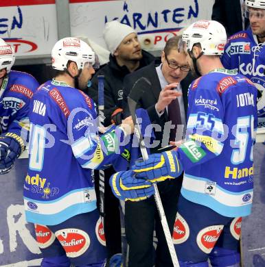 EBEL. Eishockey Bundesliga. EC VSV gegen KAC. Derek Damon, Trainer hannu Jaervenpaeae, Scott Hotham (VSV). Villach, am 17.2.2013.
Foto: Kuess 


---
pressefotos, pressefotografie, kuess, qs, qspictures, sport, bild, bilder, bilddatenbank