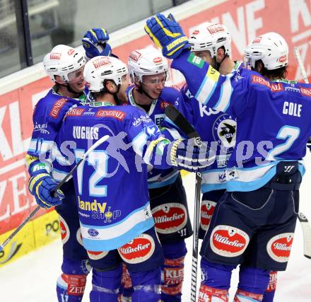 EBEL. Eishockey Bundesliga. EC VSV gegen KAC. Torjubel Derek Ryan, John Hughes, Marco Pewal, Brad Cole, Scott Hotham (VSV). Villach, am 17.2.2013.
Foto: Kuess 


---
pressefotos, pressefotografie, kuess, qs, qspictures, sport, bild, bilder, bilddatenbank