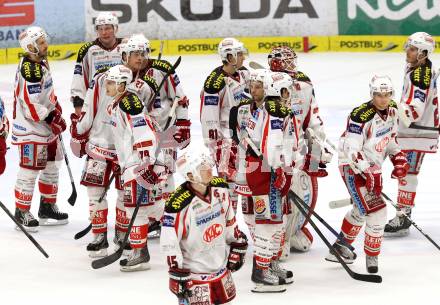 EBEL. Eishockey Bundesliga. EC VSV gegen KAC.  enttaeuschte KAC Spieler. Villach, am 17.2.2013.
Foto: Kuess 


---
pressefotos, pressefotografie, kuess, qs, qspictures, sport, bild, bilder, bilddatenbank