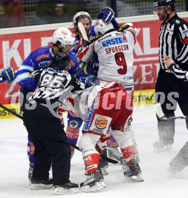 EBEL. Eishockey Bundesliga. EC VSV gegen KAC. Brad Cole, Andreas Wiedergut, (VSV),  David Schuller, Tyler Spurgeon  (KAC). Villach, am 17.2.2013.
Foto: Kuess 


---
pressefotos, pressefotografie, kuess, qs, qspictures, sport, bild, bilder, bilddatenbank