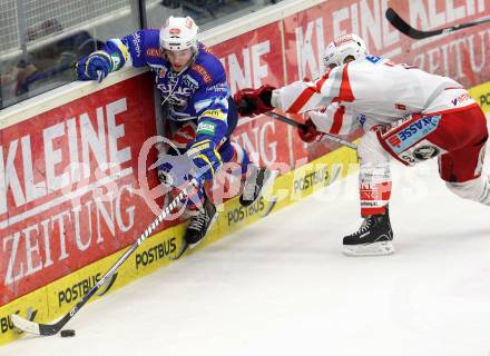 EBEL. Eishockey Bundesliga. EC VSV gegen KAC.  Derek Ryan,  (VSV),  Johannes Kirisits (KAC). Villach, am 17.2.2013.
Foto: Kuess 


---
pressefotos, pressefotografie, kuess, qs, qspictures, sport, bild, bilder, bilddatenbank