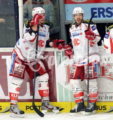 EBEL. Eishockey Bundesliga. EC VSV gegen KAC. Mike Siklenka, Johannes Kirisits (KAC). Villach, am 17.2.2013.
Foto: Kuess 


---
pressefotos, pressefotografie, kuess, qs, qspictures, sport, bild, bilder, bilddatenbank