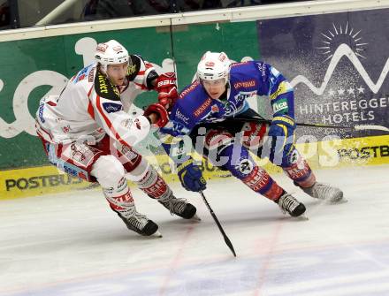 EBEL. Eishockey Bundesliga. EC VSV gegen KAC. Patrick Platzer,  (VSV),  Maximilian Isopp (KAC). Villach, am 17.2.2013.
Foto: Kuess 


---
pressefotos, pressefotografie, kuess, qs, qspictures, sport, bild, bilder, bilddatenbank