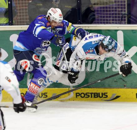 EBEL. Eishockey Bundesliga. EC VSV gegen EHC LIWEST Linz.  Martin Oraze, (VSV), Patrick Leahy  (Linz). Villach, am 19.2.2013.
Foto: Kuess 


---
pressefotos, pressefotografie, kuess, qs, qspictures, sport, bild, bilder, bilddatenbank