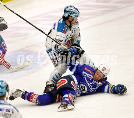 EBEL. Eishockey Bundesliga. EC VSV gegen EHC LIWEST Linz. Marco Pewal,  (VSV), Curtis Murphy (Linz). Villach, am 19.2.2013.
Foto: Kuess 


---
pressefotos, pressefotografie, kuess, qs, qspictures, sport, bild, bilder, bilddatenbank