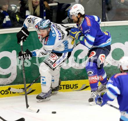 EBEL. Eishockey Bundesliga. EC VSV gegen EHC LIWEST Linz. Brad Cole,  (VSV), Gregor Baumgartner (Linz). Villach, am 19.2.2013.
Foto: Kuess 


---
pressefotos, pressefotografie, kuess, qs, qspictures, sport, bild, bilder, bilddatenbank