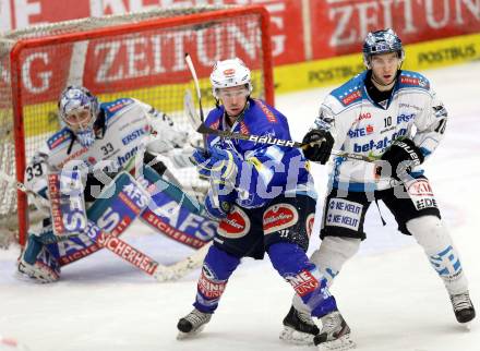 EBEL. Eishockey Bundesliga. EC VSV gegen EHC LIWEST Linz. Marco Pewal,  (VSV), Marc Andre Dorion, Lorenz Hirn (Linz). Villach, am 19.2.2013.
Foto: Kuess 


---
pressefotos, pressefotografie, kuess, qs, qspictures, sport, bild, bilder, bilddatenbank