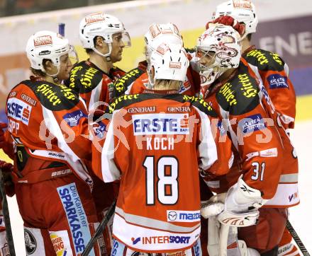 EBEL. Eishockey Bundesliga. EC KAC gegen KHL Medvescak Zagreb.  Jubel (KAC). Klagenfurt, am 19.2.2013.
Foto: Kuess 


---
pressefotos, pressefotografie, kuess, qs, qspictures, sport, bild, bilder, bilddatenbank