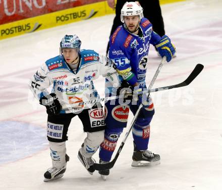 EBEL. Eishockey Bundesliga. EC VSV gegen EHC LIWEST Linz. Scott Hotham,  (VSV), Robert Lukas (Linz). Villach, am 19.2.2013.
Foto: Kuess 


---
pressefotos, pressefotografie, kuess, qs, qspictures, sport, bild, bilder, bilddatenbank