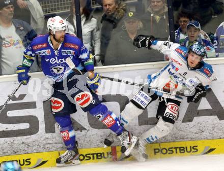 EBEL. Eishockey Bundesliga. EC VSV gegen EHC LIWEST Linz. Brad Cole, (VSV), Danny Irmen  (Linz). Villach, am 19.2.2013.
Foto: Kuess 


---
pressefotos, pressefotografie, kuess, qs, qspictures, sport, bild, bilder, bilddatenbank