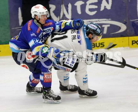 EBEL. Eishockey Bundesliga. EC VSV gegen EHC LIWEST Linz. Antti Pusa, (VSV),  Philipp Lukas  (Linz). Villach, am 19.2.2013.
Foto: Kuess 


---
pressefotos, pressefotografie, kuess, qs, qspictures, sport, bild, bilder, bilddatenbank