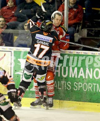 EBEL. Eishockey Bundesliga. EC KAC gegen Moser Medical Graz 99ers. Thomas HUndertpfund,  (KAC), Manuel Ganahl (Graz). Klagenfurt, am 24.2.2013.
Foto: Kuess 


---
pressefotos, pressefotografie, kuess, qs, qspictures, sport, bild, bilder, bilddatenbank