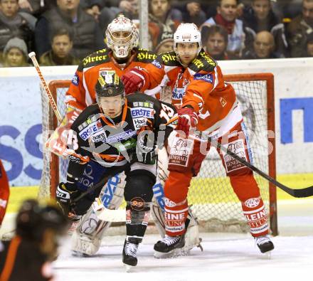 EBEL. Eishockey Bundesliga. EC KAC gegen Moser Medical Graz 99ers. CHIODO Andy, Florian Iberer,  (KAC), Olivier Labelle (Graz). Klagenfurt, am 24.2.2013.
Foto: Kuess 


---
pressefotos, pressefotografie, kuess, qs, qspictures, sport, bild, bilder, bilddatenbank