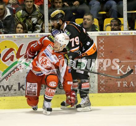 EBEL. Eishockey Bundesliga. EC KAC gegen Moser Medical Graz 99ers. Tomislav Zanoski,  (KAC), Mario Scalzo (Graz). Klagenfurt, am 24.2.2013.
Foto: Kuess 


---
pressefotos, pressefotografie, kuess, qs, qspictures, sport, bild, bilder, bilddatenbank