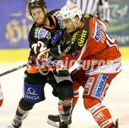 EBEL. Eishockey Bundesliga. EC KAC gegen Moser Medical Graz 99ers. Stephan Geier, (KAC),  Kevin Moderer  (Graz). Klagenfurt, am 19.2.2013.
Foto: Kuess 


---
pressefotos, pressefotografie, kuess, qs, qspictures, sport, bild, bilder, bilddatenbank