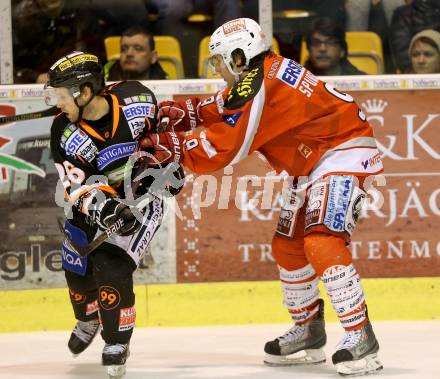 EBEL. Eishockey Bundesliga. EC KAC gegen Moser Medical Graz 99ers. Tyler Spurgeon, (KAC), Jean Michel Daoust  (Graz). Klagenfurt, am 24.2.2013.
Foto: Kuess 


---
pressefotos, pressefotografie, kuess, qs, qspictures, sport, bild, bilder, bilddatenbank