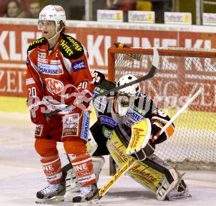 EBEL. Eishockey Bundesliga. EC KAC gegen Moser Medical Graz 99ers. John Lammers,  (KAC), Frederic Cloutier (Graz). Klagenfurt, am 24.2.2013.
Foto: Kuess 


---
pressefotos, pressefotografie, kuess, qs, qspictures, sport, bild, bilder, bilddatenbank