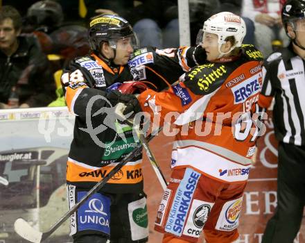 EBEL. Eishockey Bundesliga. EC KAC gegen Moser Medical Graz 99ers. Maximilian Isopp,  (KAC), Robert Lembacher (Graz). Klagenfurt, am 24.2.2013.
Foto: Kuess 


---
pressefotos, pressefotografie, kuess, qs, qspictures, sport, bild, bilder, bilddatenbank