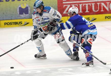 EBEL. Eishockey Bundesliga. EC VSV gegen EHC LIWEST Linz. Marco Pewal (VSV), Danny Irmen (Linz). Villach, am 26.2.2013.
Foto: Kuess 
---
pressefotos, pressefotografie, kuess, qs, qspictures, sport, bild, bilder, bilddatenbank