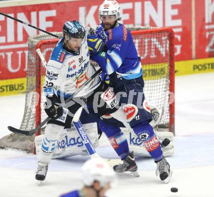 EBEL. Eishockey Bundesliga. EC VSV gegen EHC LIWEST Linz. Brad Cole (VSV), Brett Engelhardt (Linz). Villach, am 26.2.2013.
Foto: Kuess 
---
pressefotos, pressefotografie, kuess, qs, qspictures, sport, bild, bilder, bilddatenbank