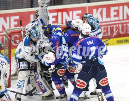 EBEL. Eishockey Bundesliga. EC VSV gegen EHC LIWEST Linz. Marco Pewal, Derek Ryan, Brad Cole,  (VSV), Franklin MacDonald, David Leneveu (Linz). Villach, am 26.2.2013.
Foto: Kuess 
---
pressefotos, pressefotografie, kuess, qs, qspictures, sport, bild, bilder, bilddatenbank