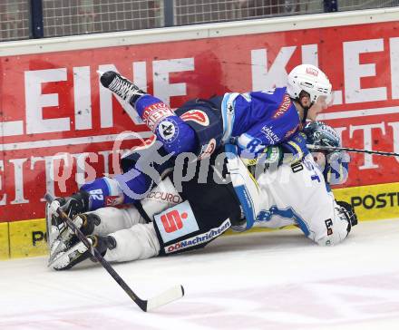 EBEL. Eishockey Bundesliga. EC VSV gegen EHC LIWEST Linz. Antti Pusa (VSV), Andrew Hedlund (Linz). Villach, am 26.2.2013.
Foto: Kuess 
---
pressefotos, pressefotografie, kuess, qs, qspictures, sport, bild, bilder, bilddatenbank