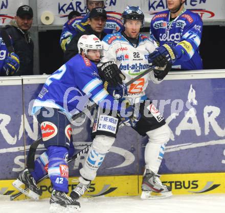 EBEL. Eishockey Bundesliga. EC VSV gegen EHC LIWEST Linz. Kevin Steiner (VSV), Brett Engelhardt (Linz). Villach, am 26.2.2013.
Foto: Kuess 
---
pressefotos, pressefotografie, kuess, qs, qspictures, sport, bild, bilder, bilddatenbank