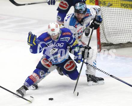 EBEL. Eishockey Bundesliga. EC VSV gegen EHC LIWEST Linz. Derek Ryan (VSV), Patrick Leahy  (Linz). Villach, am 26.2.2013.
Foto: Kuess 
---
pressefotos, pressefotografie, kuess, qs, qspictures, sport, bild, bilder, bilddatenbank