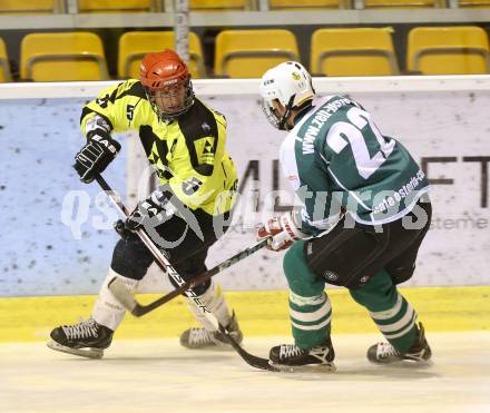 Eishockeycup. HC Post gegen Zeltverleih Bister. Andreas Reichenhauser (Post), Markus Aichholzer (Bister). Klagenfurt, 27.2.2013.
Foto: Kuess
---
pressefotos, pressefotografie, kuess, qs, qspictures, sport, bild, bilder, bilddatenbank