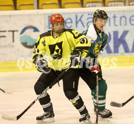 Eishockeycup. HC Post gegen Zeltverleih Bister. Alexander Rodiga (Post), Martin Poeck (Bister). Klagenfurt, 27.2.2013.
Foto: Kuess
---
pressefotos, pressefotografie, kuess, qs, qspictures, sport, bild, bilder, bilddatenbank