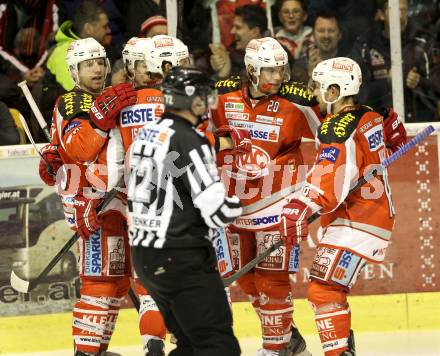 EBEL. Eishockey Bundesliga. EC KAC gegen Moser Medical Graz 99ers. Torjubel  (KAC). Klagenfurt, am 1.3.2013.
Foto: Kuess 


---
pressefotos, pressefotografie, kuess, qs, qspictures, sport, bild, bilder, bilddatenbank