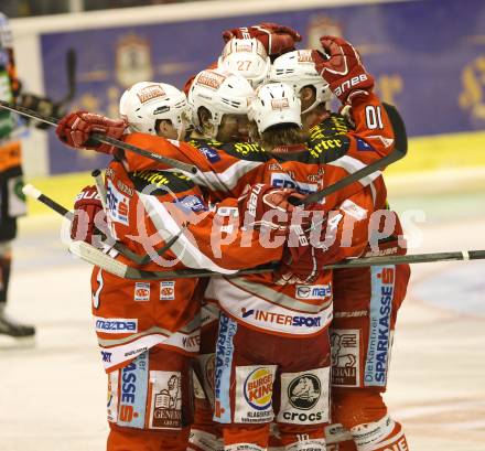 EBEL. Eishockey Bundesliga. EC KAC gegen Moser Medical Graz 99ers. Torjubel (KAC). Klagenfurt, am 1.3.2013.
Foto: Kuess 


---
pressefotos, pressefotografie, kuess, qs, qspictures, sport, bild, bilder, bilddatenbank