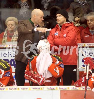 EBEL. Eishockey Bundesliga. EC KAC gegen Moser Medical Graz 99ers. Christer Olsson, Dieter Kalt (KAC). Klagenfurt, am 1.3.2013.
Foto: Kuess 


---
pressefotos, pressefotografie, kuess, qs, qspictures, sport, bild, bilder, bilddatenbank