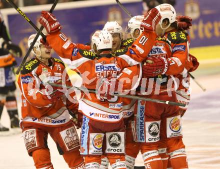 EBEL. Eishockey Bundesliga. EC KAC gegen Moser Medical Graz 99ers. Torjubel (KAC). Klagenfurt, am 1.3.2013.
Foto: Kuess 


---
pressefotos, pressefotografie, kuess, qs, qspictures, sport, bild, bilder, bilddatenbank