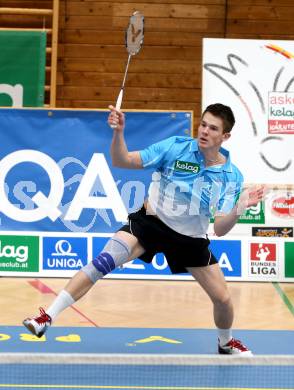 Badminton Bundesliga. ASKOE Kelag Kaernten gegen Pressbaum. Paul Demmelmayer  (Kaernten). Klagenfurt, 2.3.2013.
Foto: Kuess
---
pressefotos, pressefotografie, kuess, qs, qspictures, sport, bild, bilder, bilddatenbank