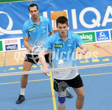 Badminton Bundesliga. ASKOE Kelag Kaernten gegen Pressbaum. Paul Demmelmayer, Krasimir Yankov (Kaernten). Klagenfurt, 2.3.2013.
Foto: Kuess
---
pressefotos, pressefotografie, kuess, qs, qspictures, sport, bild, bilder, bilddatenbank