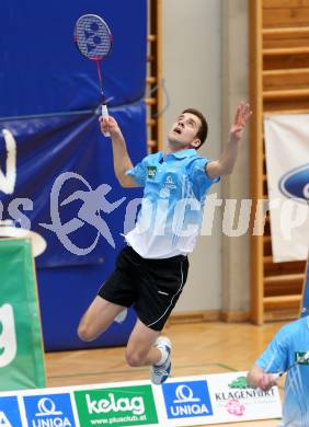 Badminton Bundesliga. ASKOE Kelag Kaernten gegen Pressbaum. Stefan Wrulich  (Kaernten). Klagenfurt, 2.3.2013.
Foto: Kuess
---
pressefotos, pressefotografie, kuess, qs, qspictures, sport, bild, bilder, bilddatenbank