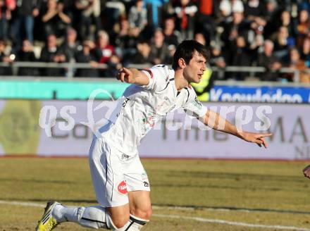 Fussball. Bundesliga. RZ Pellets WAC gegen SK Rapid Wien.  Torjubel Mihret Topcagic  (WAC). Wolfsberg, 3.3.2013.
Foto: Kuess

---
pressefotos, pressefotografie, kuess, qs, qspictures, sport, bild, bilder, bilddatenbank