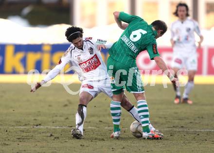 Fussball. Bundesliga. RZ Pellets WAC gegen SK Rapid Wien.  Jacobo,  (WAC), Mario Sonnleitner  (Rapid). Wolfsberg, 3.3.2013.
Foto: Kuess

---
pressefotos, pressefotografie, kuess, qs, qspictures, sport, bild, bilder, bilddatenbank