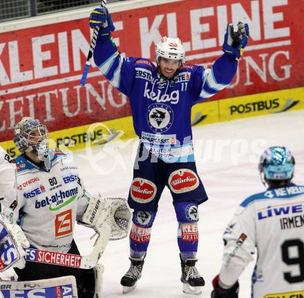 EBEL. Eishockey Bundesliga. EC VSV gegen EHC LIWEST Linz.  Torjubel RYAN Derek (VSV). Villach, am 3.3.2013.
Foto: Kuess 


---
pressefotos, pressefotografie, kuess, qs, qspictures, sport, bild, bilder, bilddatenbank