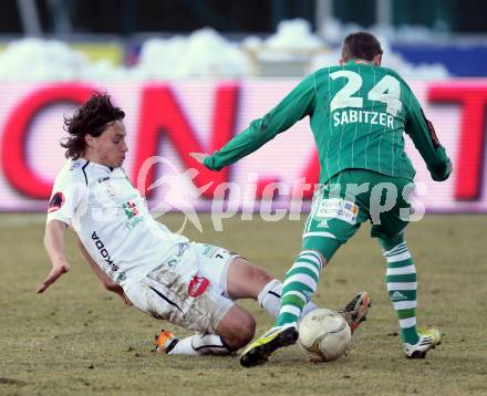 Fussball. Bundesliga. RZ Pellets WAC gegen SK Rapid Wien. Dario Baldauf, (WAC),  Marcel Sabitzer   (Rapid). Wolfsberg, 3.3.2013.
Foto: Kuess

---
pressefotos, pressefotografie, kuess, qs, qspictures, sport, bild, bilder, bilddatenbank