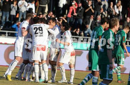 Fussball. Bundesliga. RZ Pellets WAC gegen SK Rapid Wien.  Torjubel WAC. Wolfsberg, 3.3.2013.
Foto: Kuess

---
pressefotos, pressefotografie, kuess, qs, qspictures, sport, bild, bilder, bilddatenbank