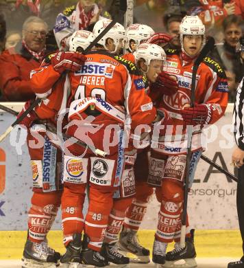 EBEL. Eishockey Bundesliga. KAC gegen Moser Medical Graz 99ers. Torjubel (KAC). Klagenfurt, am 5.3.2013.
Foto: Kuess
---
pressefotos, pressefotografie, kuess, qs, qspictures, sport, bild, bilder, bilddatenbank