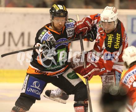 EBEL. Eishockey Bundesliga. KAC gegen Moser Medical Graz 99ers.  Tyler Spurgeon  (KAC), Olivier Labelle (Graz). Klagenfurt, am 5.3.2013.
Foto: Kuess
---
pressefotos, pressefotografie, kuess, qs, qspictures, sport, bild, bilder, bilddatenbank