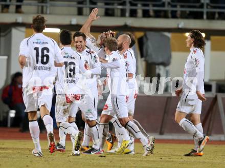 Fussball. Bundesliga. RZ Pellets WAC gegen  FC Red Bull Salzburg. Torjubel WAC. Wolfsberg, 6.3.2013.
Foto: Kuess

---
pressefotos, pressefotografie, kuess, qs, qspictures, sport, bild, bilder, bilddatenbank