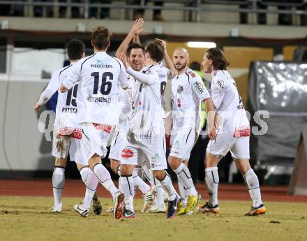 Fussball. Bundesliga. RZ Pellets WAC gegen  FC Red Bull Salzburg.  Torjubel WAC. Wolfsberg, 6.3.2013.
Foto: Kuess

---
pressefotos, pressefotografie, kuess, qs, qspictures, sport, bild, bilder, bilddatenbank