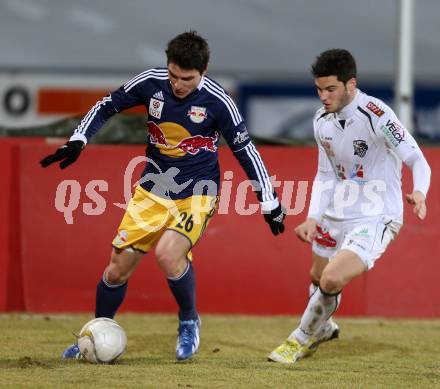 Fussball. Bundesliga. RZ Pellets WAC gegen  FC Red Bull Salzburg.  Roland Putsche,   (WAC), Soriano Casas Jonatan (Salzburg). Wolfsberg, 6.3.2013.
Foto: Kuess

---
pressefotos, pressefotografie, kuess, qs, qspictures, sport, bild, bilder, bilddatenbank