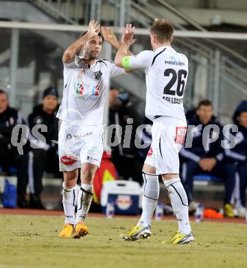 Fussball. Bundesliga. RZ Pellets WAC gegen  FC Red Bull Salzburg.   Torjubel Ruben Rivera, Michael Sollbauer (WAC),  (Salzburg). Wolfsberg, 6.3.2013.
Foto: Kuess

---
pressefotos, pressefotografie, kuess, qs, qspictures, sport, bild, bilder, bilddatenbank